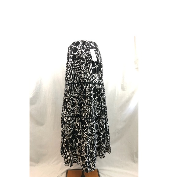 Jones New York Maxi Skirt Cotton 14W Black Batik. Floral A-Line - Picture 4 of 7